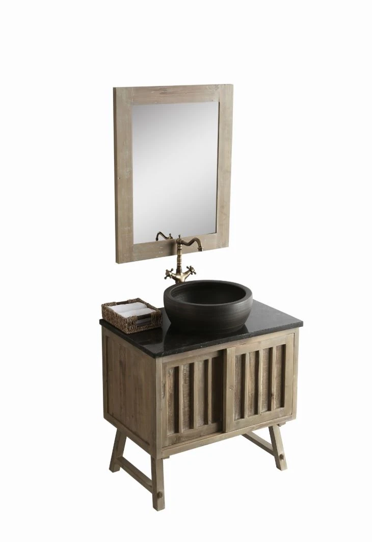 Vintage Solid Wood Fir Vertical Bathroom Cabinet Bathroom Furniture